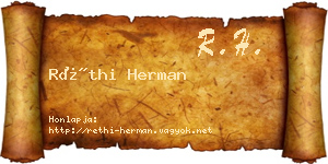 Réthi Herman névjegykártya