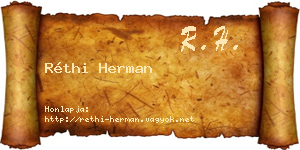 Réthi Herman névjegykártya